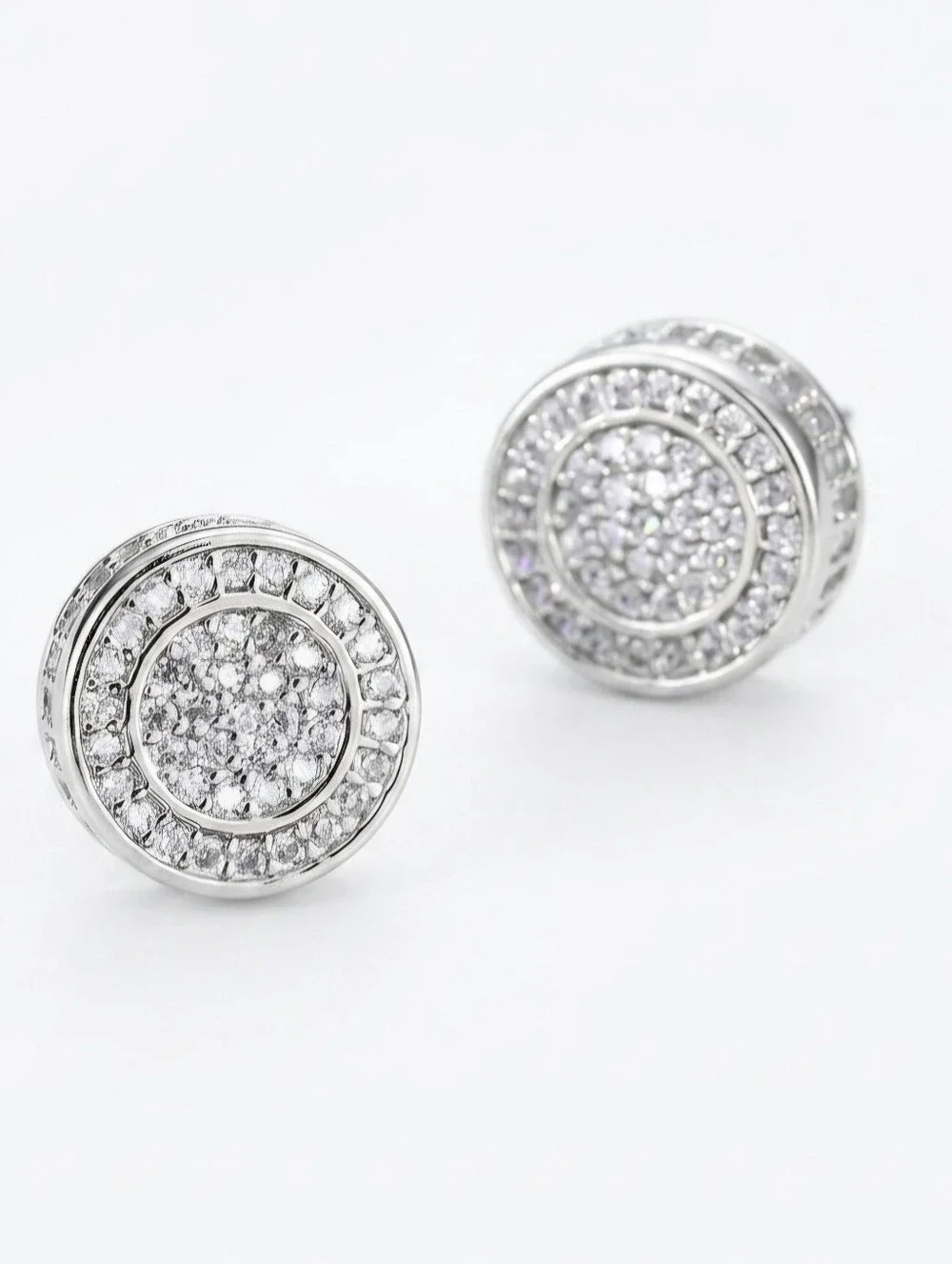 Mens Silver Micropave Earrings